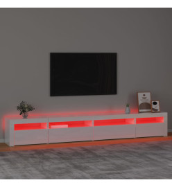 Meuble TV avec lumières LED Blanc brillant 270x35x40 cm