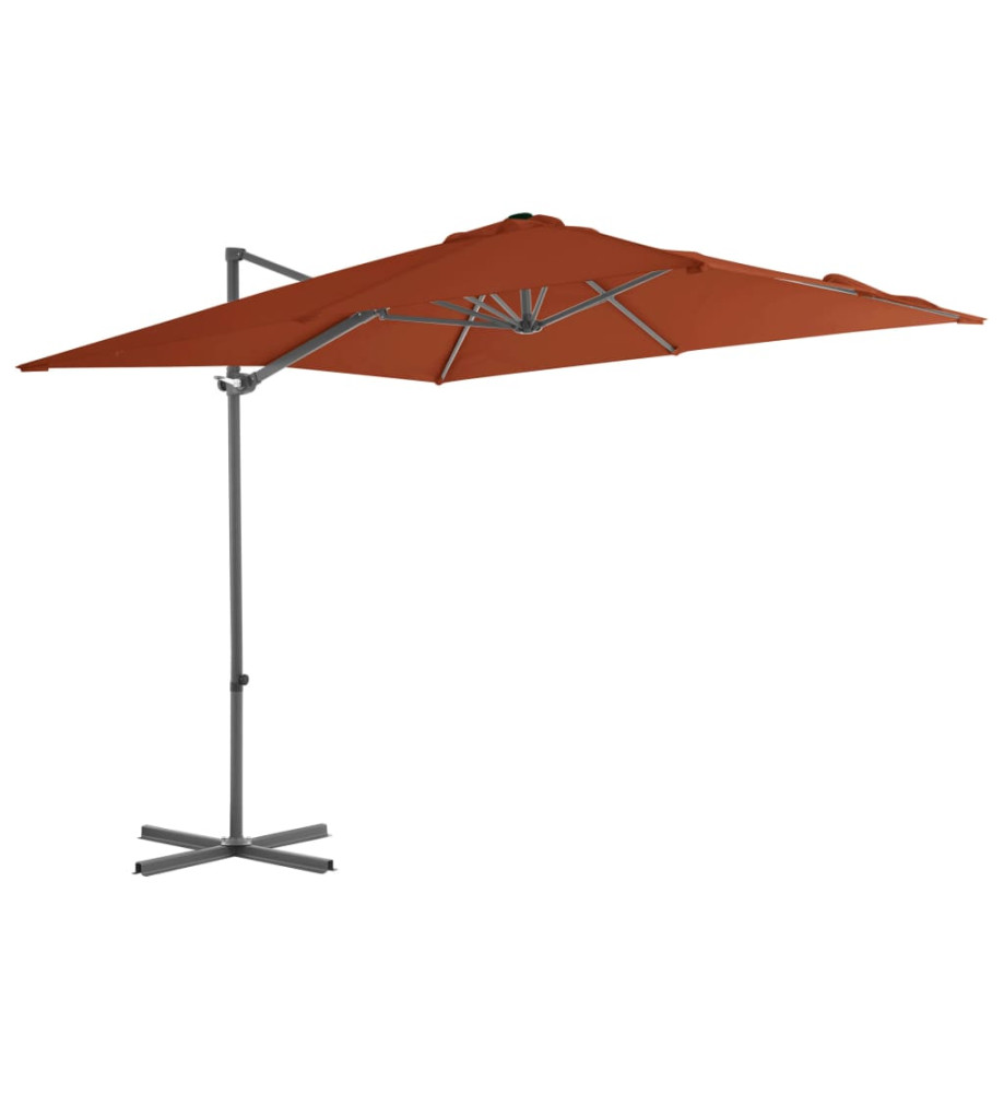 Parasol déporté avec mât en acier Terre cuite 250x250 cm