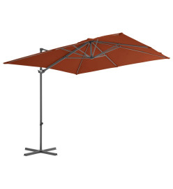 Parasol déporté avec mât en acier Terre cuite 250x250 cm