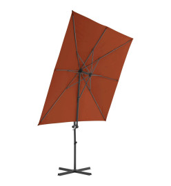 Parasol déporté avec mât en acier Terre cuite 250x250 cm