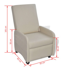 Fauteuil pliable Crème Similicuir