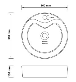 Lavabo de luxe avec trop-plein Gris clair mat 36x13cm Céramique