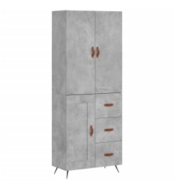 Buffet haut Gris béton 69,5x34x180 cm Bois d'ingénierie