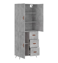 Buffet haut Gris béton 69,5x34x180 cm Bois d'ingénierie