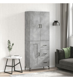 Buffet haut Gris béton 69,5x34x180 cm Bois d'ingénierie