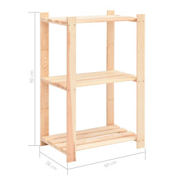 Étagères de rangement à 3 niveaux 5 pcs 60x38x90 cm Pin 150 kg