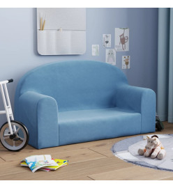 Canapé pour enfants à 2 places Bleu Peluche douce