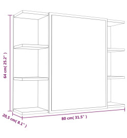 Armoire à miroir de salle de bain Sonoma gris 80x20,5x64cm Bois