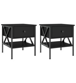 Tables de chevet 2 pcs noir 40x42x45 cm bois d’ingénierie