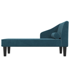 Chaise longue avec traversin bleu velours