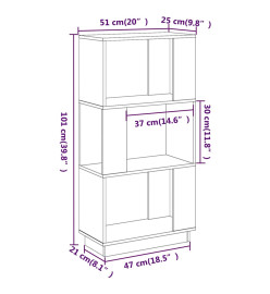 Bibliothèque/Séparateur de pièce Gris 51x25x101 cm Pin solide