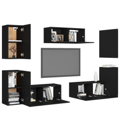 Ensemble de meubles TV 7 pcs Noir Aggloméré