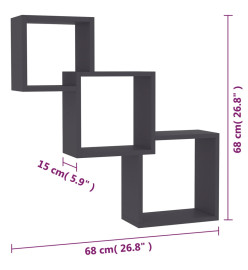 Étagères murales cubiques Gris 68x15x68 cm bois d'ingénierie