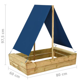 Bac à sable avec toit 80x60x97,5 cm Bois de pin imprégné