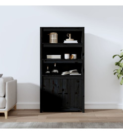 Buffet haut Noir 80x35x154 cm Bois massif de pin