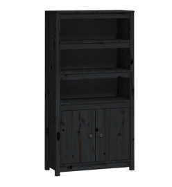 Buffet haut Noir 80x35x154 cm Bois massif de pin