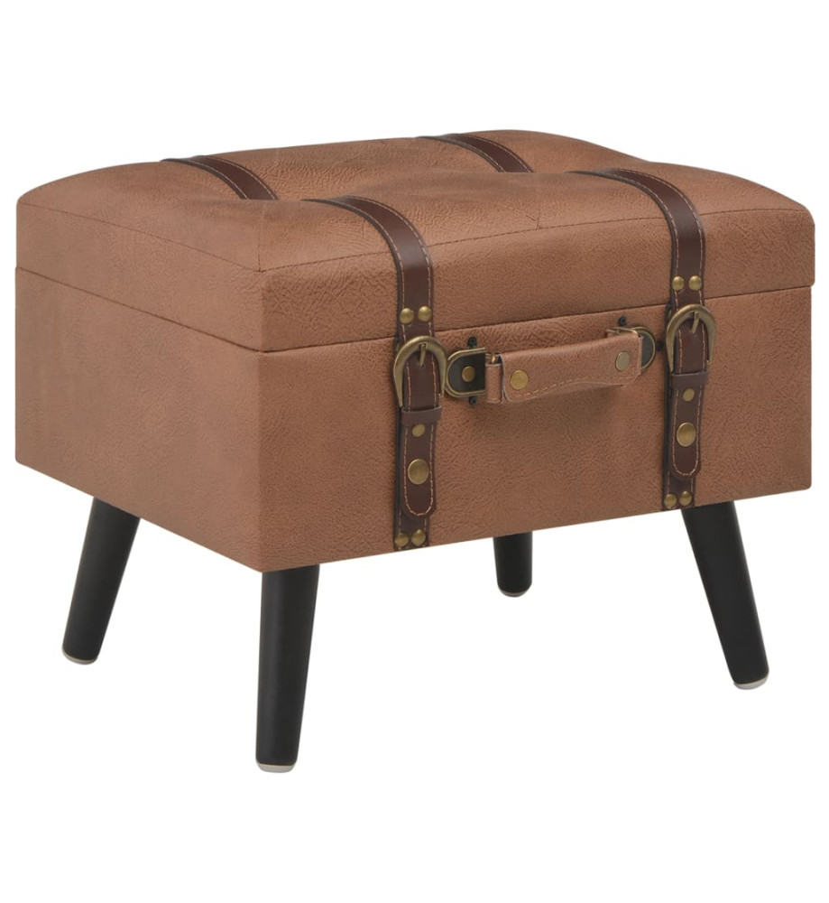 Tabouret de rangement 40 cm Marron Similicuir