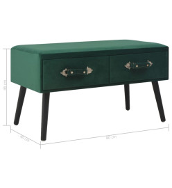 Banc avec tiroirs 80 cm Vert Velours