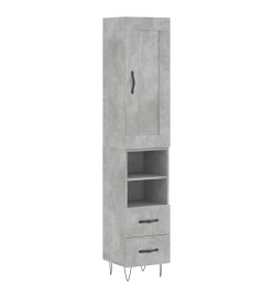 Buffet haut Gris béton 34,5x34x180 cm Bois d'ingénierie