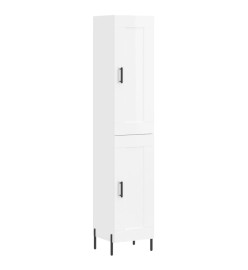 Buffet haut Blanc brillant 34,5x34x180 cm Bois d'ingénierie