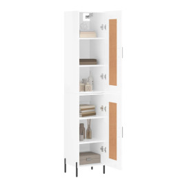 Buffet haut Blanc brillant 34,5x34x180 cm Bois d'ingénierie