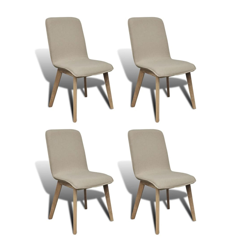 Chaises à manger lot de 4 beige tissu et chêne massif