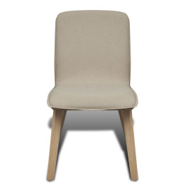 Chaises à manger lot de 4 beige tissu et chêne massif