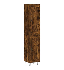 Buffet haut Chêne fumé 34,5x34x180 cm Bois d'ingénierie