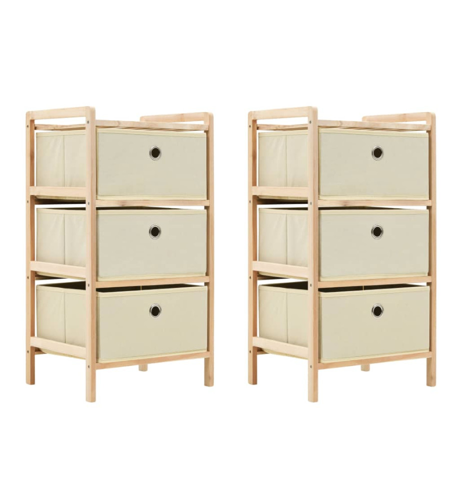 Étagères de rangement avec 3 paniers en tissu 2 pcs Beige Cèdre