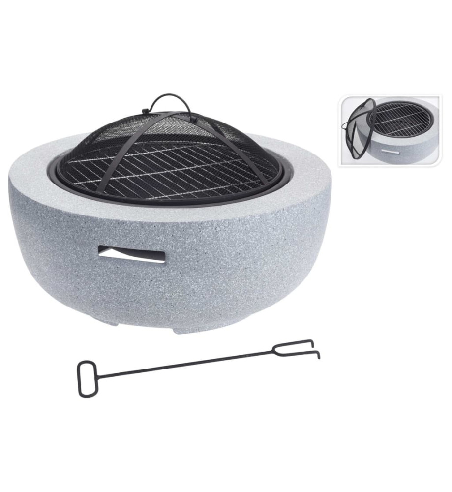 ProGarden Bol à feu avec grille de barbecue Rond Gris clair 60x25 cm