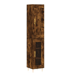 Buffet haut chêne fumé 34,5x34x180 cm bois d'ingénierie