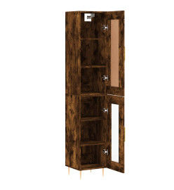 Buffet haut chêne fumé 34,5x34x180 cm bois d'ingénierie