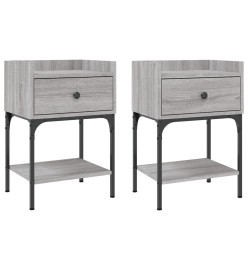 Tables de chevet 2 pcs sonoma gris 40,5x31x60 cm