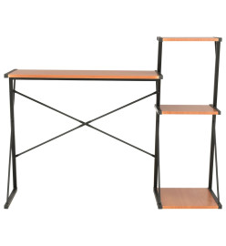 Bureau avec étagère Noir et marron 116x50x93 cm