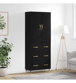 Buffet haut Noir 69,5x34x180 cm Bois d'ingénierie