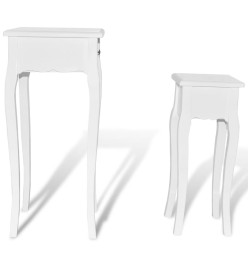 Table gigogne 2 pcs avec tiroir Blanc