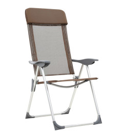 Chaises de camping pliables 2 pcs Marron Aluminium