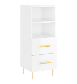 Buffet haut Blanc brillant 34,5x34x180 cm Bois d'ingénierie