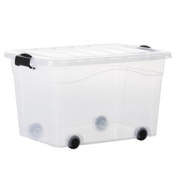 Boîtes de rangement et roues et couvercles 2pcs Transparent 60L