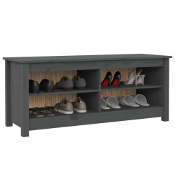 Banc à chaussures Gris 110x38x45,5 cm Bois de pin massif