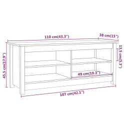 Banc à chaussures Gris 110x38x45,5 cm Bois de pin massif