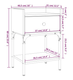 Table de chevet noir 40,5x31x60 cm bois d’ingénierie