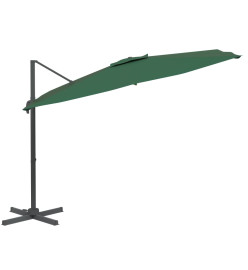 Parasol déporté avec mât en aluminium Vert 300x300 cm