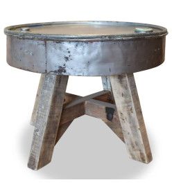 Table basse Bois de récupération massif 60 x 45 cm Argenté