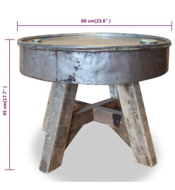 Table basse Bois de récupération massif 60 x 45 cm Argenté