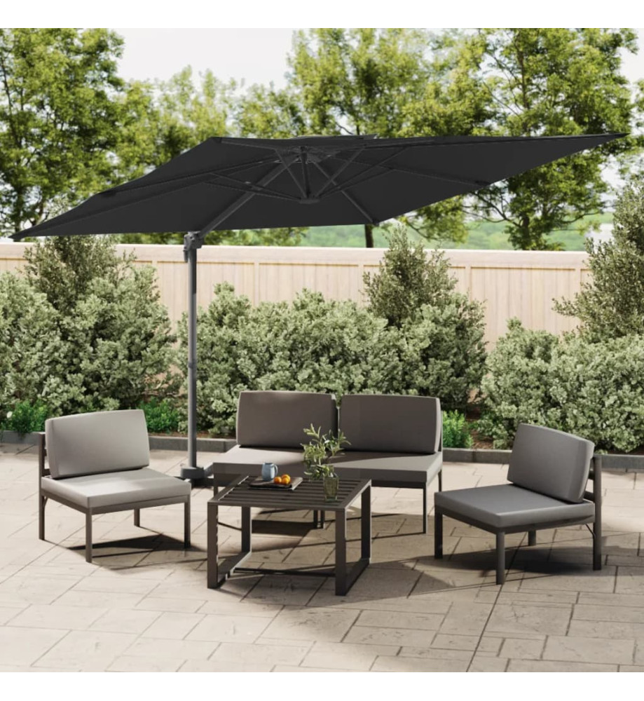 Parasol cantilever à double toit Noir 300x300 cm