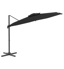 Parasol cantilever à double toit Noir 300x300 cm