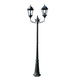 Lampadaire de jardin 2 bras 230 cm Vert foncé/Noir Aluminium