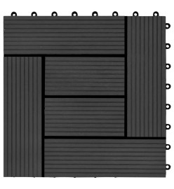 Carreaux de terrasse 22 pcs 30 x 30 cm 2 m² WPC Noir