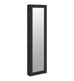 Armoire à bijoux avec miroir murale noir 30x8,5x106 cm